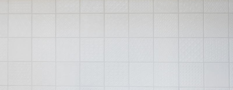 Mosaïque rétro vintage mur céramique blanc structure carreau salle de bain carrelage mural - MOS22B-0104