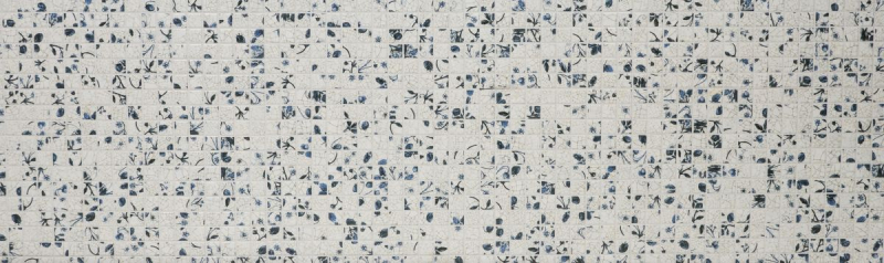 Hand-patterned mosaic tile retro vintage ceramic white blue flower kitchen splashback MOS18D-1404_m