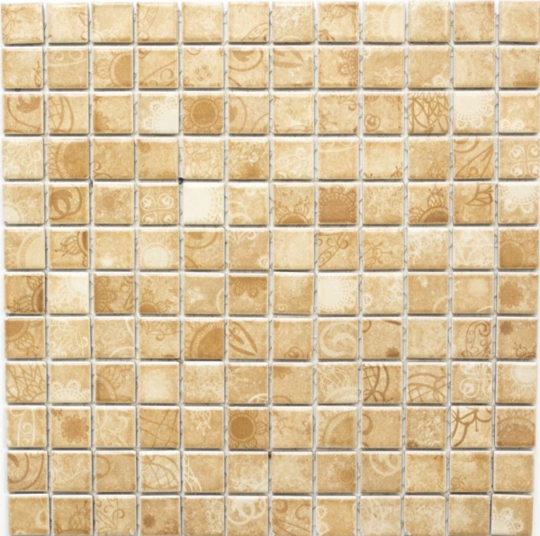Hand pattern mosaic tile retro vintage ceramic mosaic beige brown kitchen splashback MOS18D-1412_m
