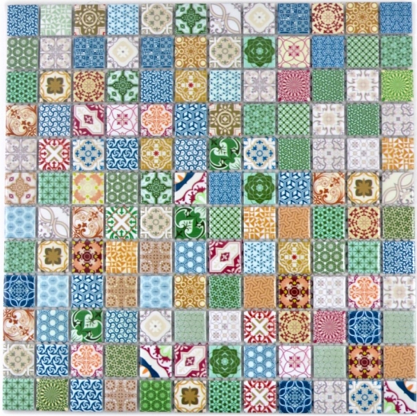 Hand-patterned colorful mosaic tile Spanish look retro vintage ceramic mosaic MOS18D-1616_m