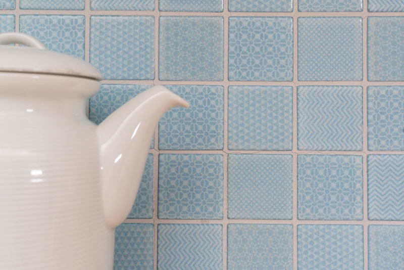 Keramik Mosaik Fliese hellblau eisblau BAD Pool Fliesenspiegel Küche MOS16-0402