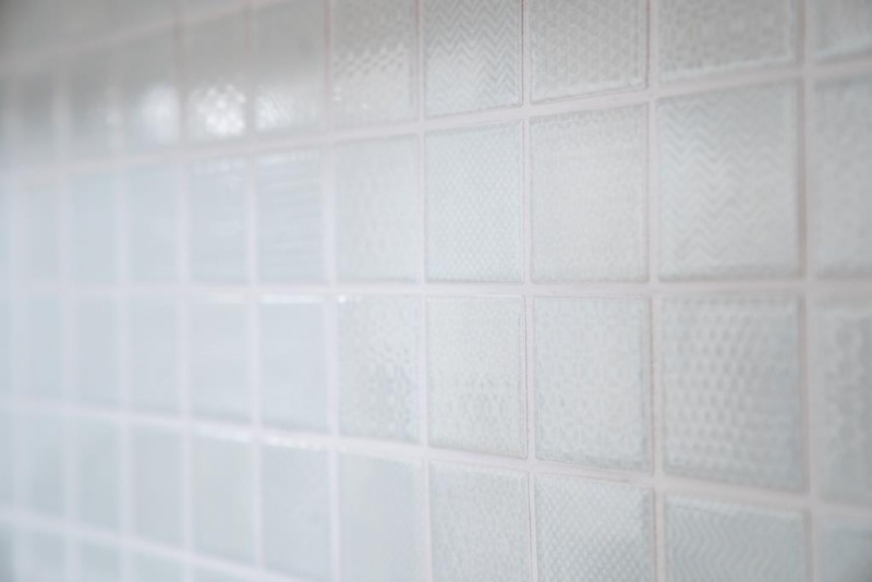 Ceramic mosaic tile white with fine light mint stitch BAD pool tile backsplash kitchen backsplash MOS16-0205