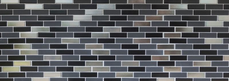 Composite mosaic brick slips ceramic black silver chrome rods tile backsplash MOS26-0317