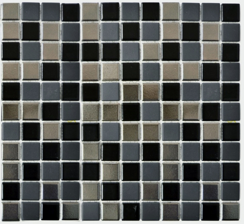 Handmuster Mosaikfliese Keramik schwarz silber anthrazit chrome Küchenrückwand MOS18-0317_m