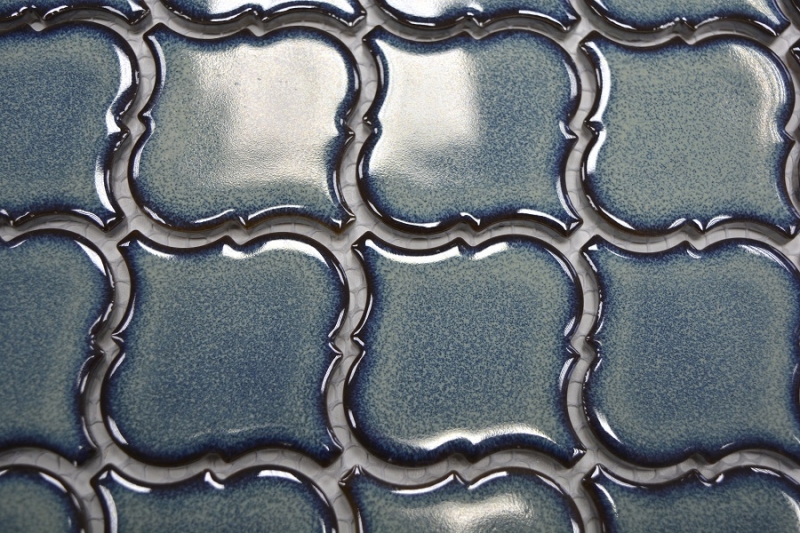 Piastrella di mosaico vintage fiorentina in ceramica blu maculata lucida da parete bagno cucina WC - MOS13-0408