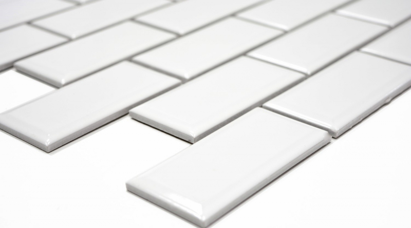 Hand sample Metro Subway mosaic tile ceramic WHITE tile backsplash kitchen wall MOS26M-0101_m