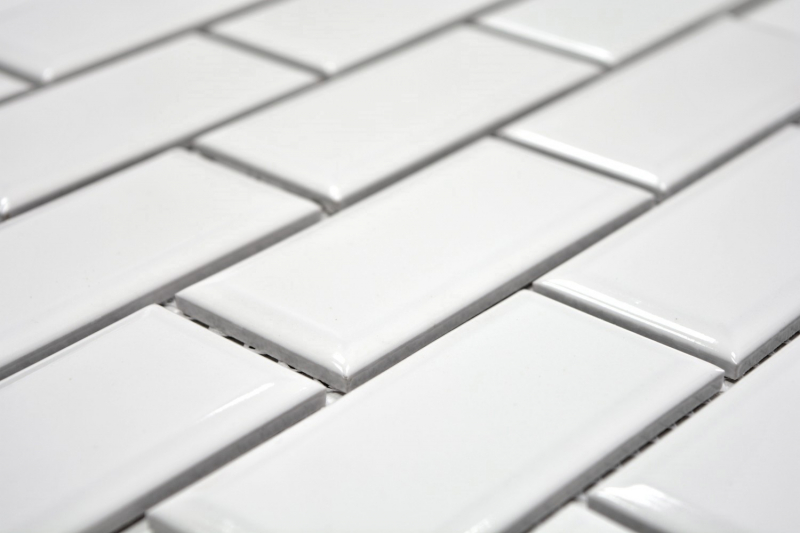 Metro Subway mosaic tiles ceramic WHITE tile backsplash kitchen wall MOS26M-0101_f | 10 mosaic mats