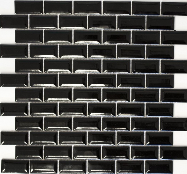 Hand sample Mini Metro Subway mosaic tile ceramic black backsplash kitchen MOS26-0302_m