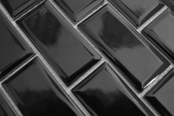 Metro Subway Tiles Black Facet Mosaic Tile Ceramic Tile Backsplash Kitchen MOS26M-0303