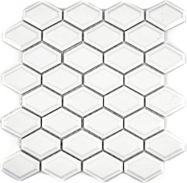 10 Matten Mosaik Fliese Keramik weiß matt Fliesenspiegel Küche WC 23-0111_f