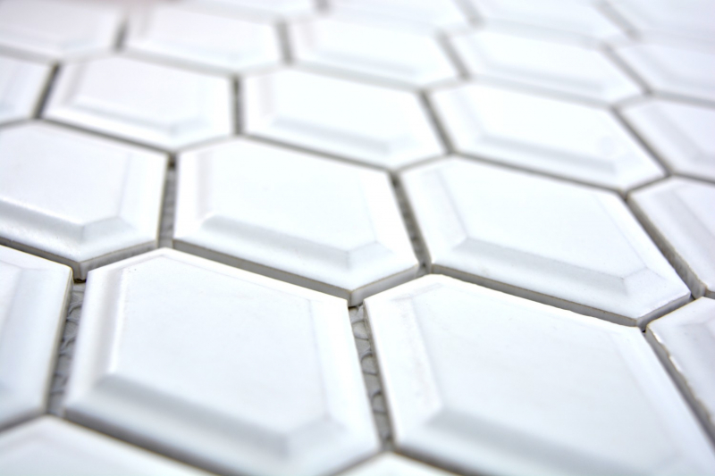 Piastrelle mosaico ceramica diamante metro bianco opaco backsplash cucina MOS13MD-0111_f | 10 tappetini mosaico