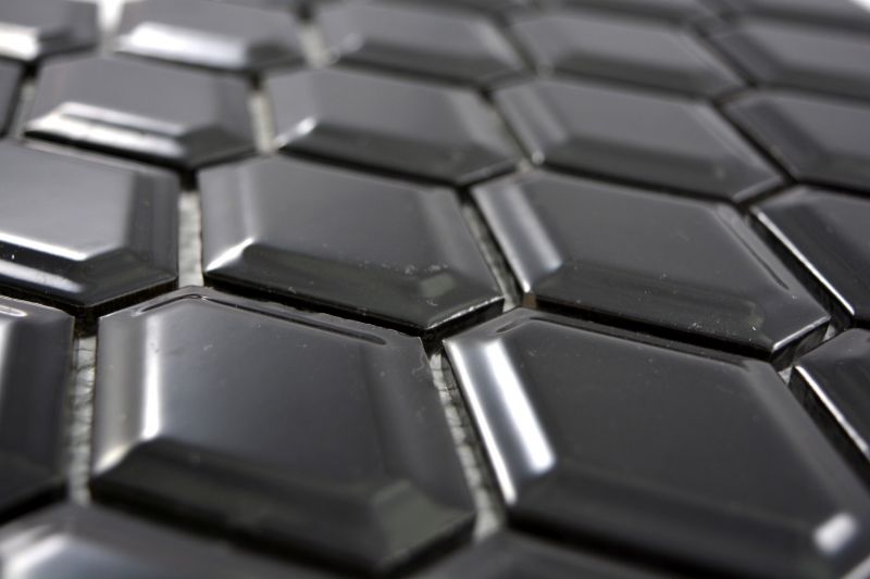 Mosaik Fliese Keramik Diamant Metro schwarz glänzend Fliesenspiegel Küche M ... 