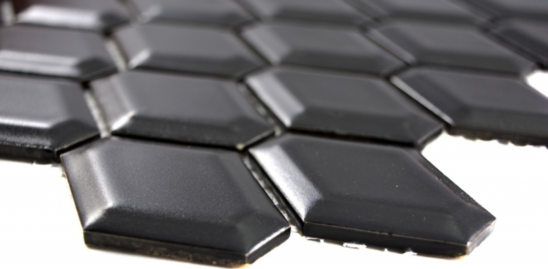 Mosaic tiles ceramic diamond metro black matt tile backsplash kitchen MOS13MD-0311_f | 10 mosaic mats