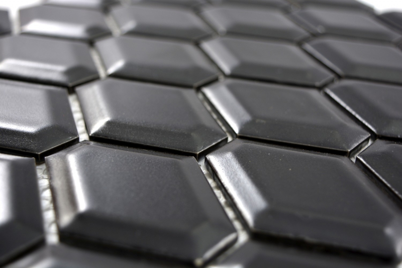Retro 3D mosaico piastrelle ceramica diamante metro nero opaco backsplash cucina MOS13MD-0311