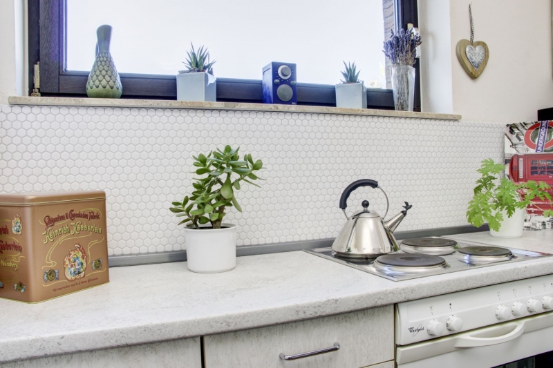Hexagonal hexagon mosaic tile ceramic mini white glossy backsplash kitchen wall tile bathroom tile WC - MOS11A-0102