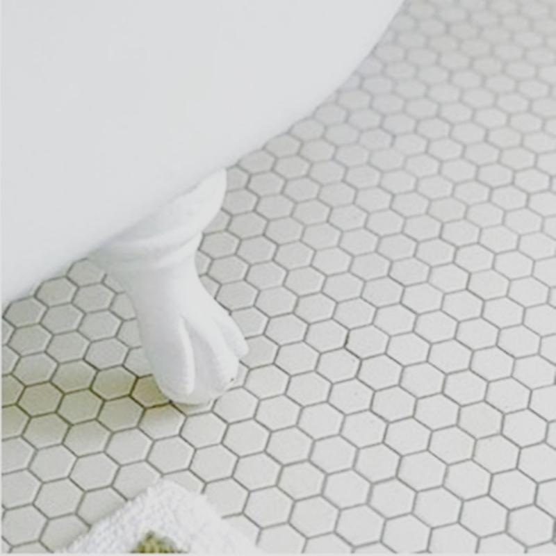 Piastrella di mosaico esagonale in ceramica mini bianco opaco parete doccia piastrella parete bagno piastrella cucina - MOS11A-0111
