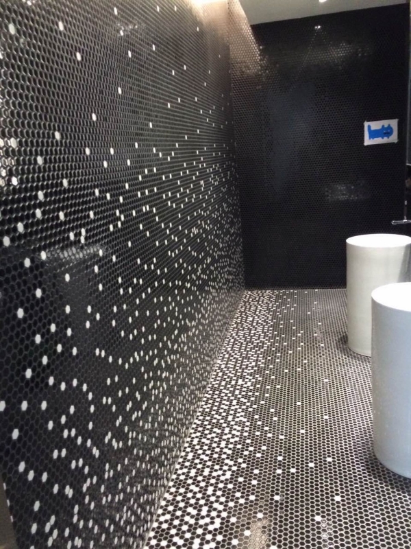 Piastrella di mosaico esagonale in ceramica mini nero lucido piastrelle da parete bagno piastrelle backsplash cucina - MOS11A-0302