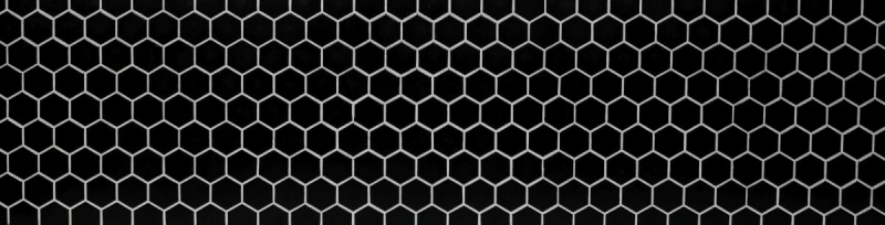 Motif manuel Carreau de mosaïque Céramique Hexagone noir brillant Dos de douche Miroir de carrelage MOS11B-0302_m