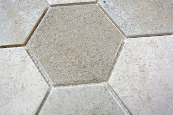 Hexagonal hexagon mosaic tile ceramic gray XL cement look kitchen tile WC bathroom tile wall tile facing brick - MOS11F-0204