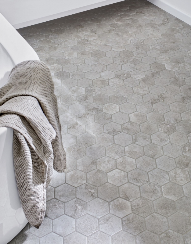 Piastrella di mosaico esagonale in ceramica grigia XL effetto cemento piastrella per cucina piastrella per bagno piastrella per parete rivestimento in mattoni - MOS11F-0204