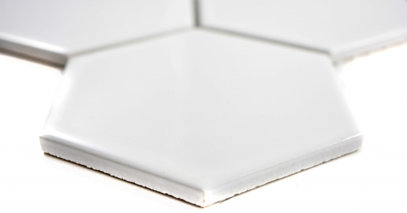 Modello a mano mosaico piastrella ceramica esagono bianco lucido cucina piastrella WC bagno piastrella MOS11F-0101_m