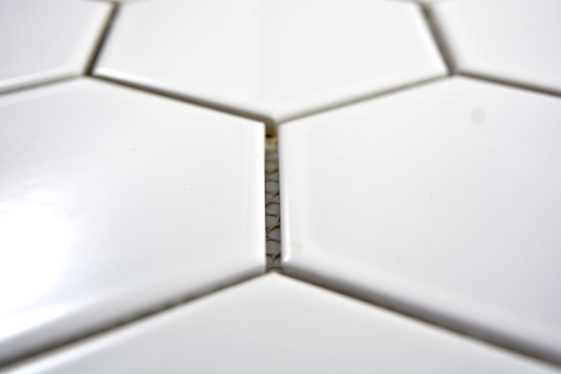 Mosaik Fliese Keramik Hexagon weiß glänzend Küche Fliese WC Badfliese MO ...