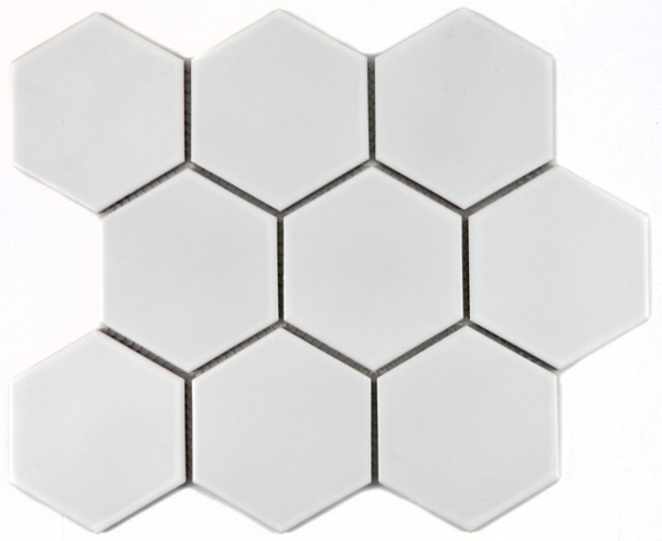 Carreaux de mosaïque Céramique Hexagone blanc mat Cuisine WC Carreaux de salle de bain MOS11F-0111_f | 10 Tapis de mosaïque