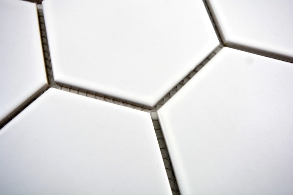 Carreaux de mosaïque Céramique Hexagone blanc mat Cuisine WC Carreaux de salle de bain MOS11F-0111_f | 10 Tapis de mosaïque