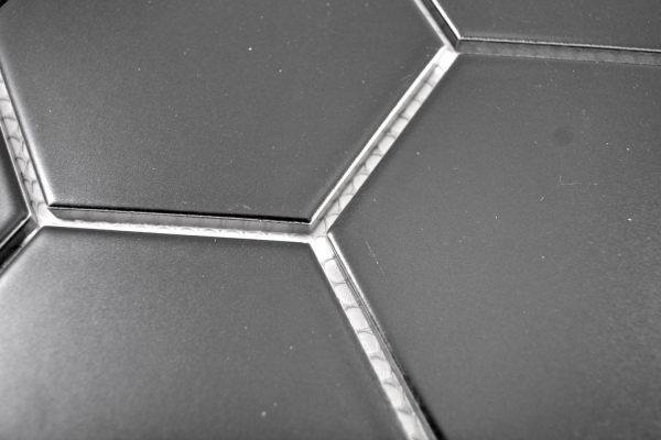 Motif main Carreau de mosaïque Céramique Hexagone noir mat Cuisine WC Carreau de salle de bains MOS11F-0311_m