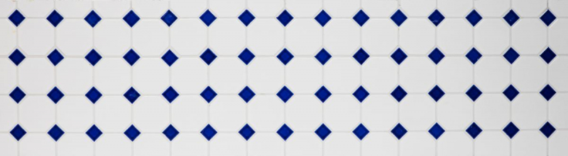 Handmuster Mosaik Fliese Keramik Octagonal weiß matt kobaltblau glänzend Mosaikwand Küchenrückwand MOSOcta-180_m