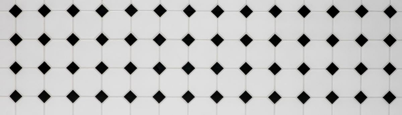 Mosaikfliesen Keramik Octagonal weiß matt schwarz glänzend Fliesenspiegel MOSOcta-190_f | 10 Mosaikmatten