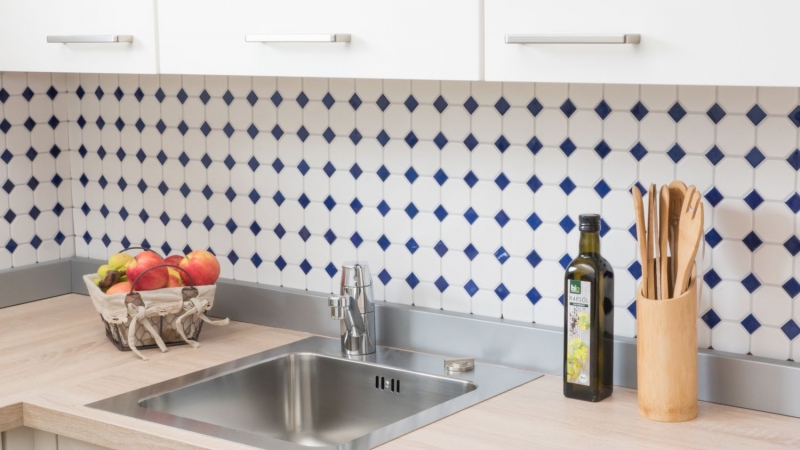 Octagonal octagonal mosaic tile ceramic blue white matt blue glossy wall tile bathroom tile MOS13-OctaG464