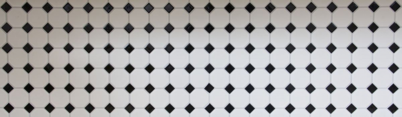 Piastrella di mosaico dipinta a mano in ceramica ottagono bianco opaco nero lucido piastrella da parete bagno MOS13-OctaG468_m