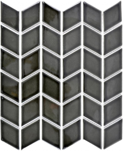 Hand-patterned mosaic tile ceramic white diamond black glossy wave kitchen splashback MOS13DS-0302_m