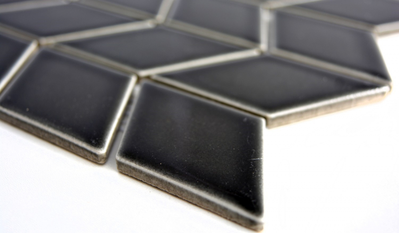 Retro mosaic tile ceramic diamond black glossy wave kitchen splashback MOS13DS-0302