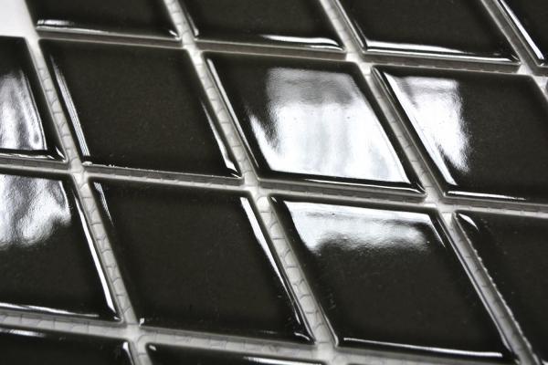 Mosaikfliesen Keramik Diamant schwarz glänzend Duschrückwand Fliesenspiegel Küche MOS13-DS0301_f | 10 Mosaikmatten