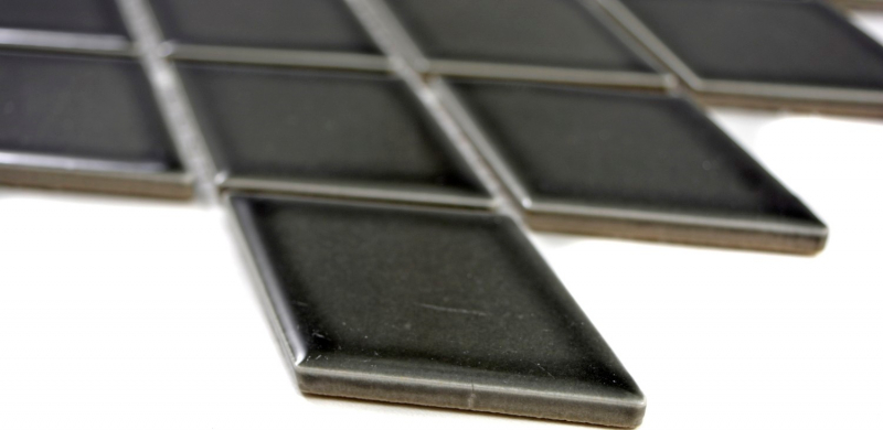 Mosaic tiles ceramic diamond black glossy shower splashback tile backsplash kitchen MOS13-DS0301_f | 10 mosaic mats
