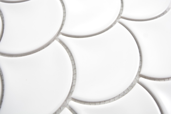 Mosaïque carreau céramique éventail blanc brillant carreau WC carreau salle de bain MOS13-FS01_f | 10 tapis mosaïque