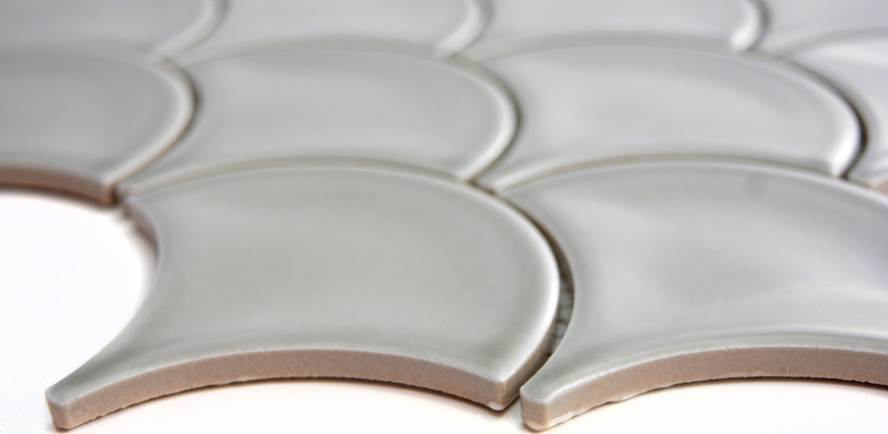 Mosaic tile ceramic gray fan stone gray glossy kitchen splashback MOS13-FS02_f | 10 mosaic mats