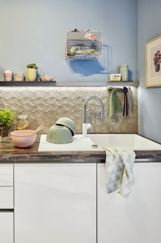 Fan mosaic tile ceramic fish scale drops pastel stone gray bathroom tile wall tile kitchen - MOS13-FS02