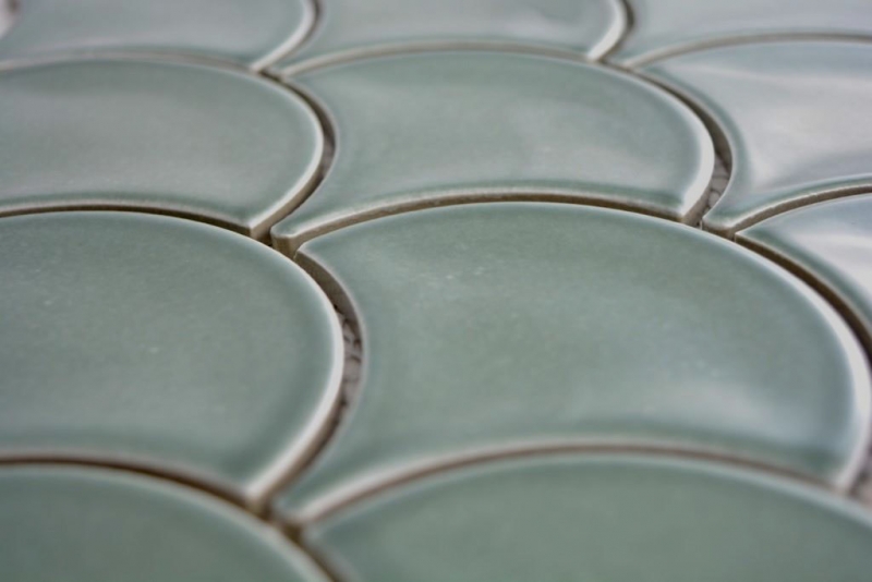 Fächer Mosaik Fliese Keramik Fischschuppen Tropfen pastell petrol Fliese WC Badfliese Küche Wand - MOS13-FS18