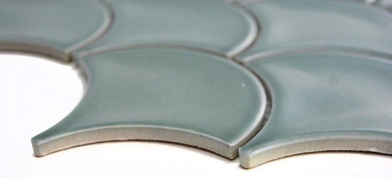 Fächer Mosaik Fliese Keramik Fischschuppen Tropfen pastell petrol Fliese WC Badfliese Küche Wand - MOS13-FS18