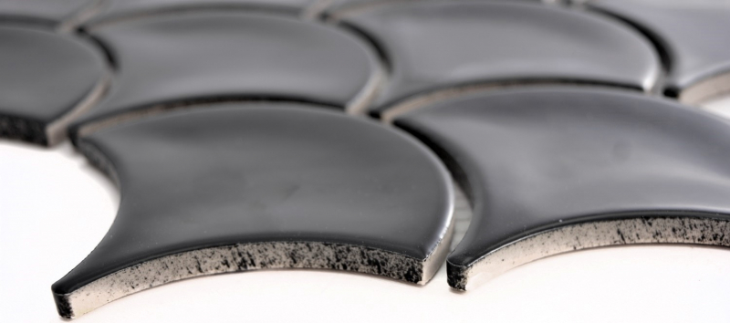 Mano modello mosaico piastrella ceramica ventaglio nero lucido piastrella WC bagno piastrella MOS13-FS03_m