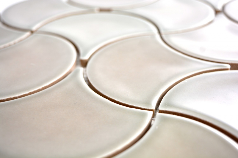 Mosaik Fliese Keramik grau Fächer steingrau glänzend Wandfliesen Badfliese Welle MOS13-FSW02_f | 10 Mosaikmatten