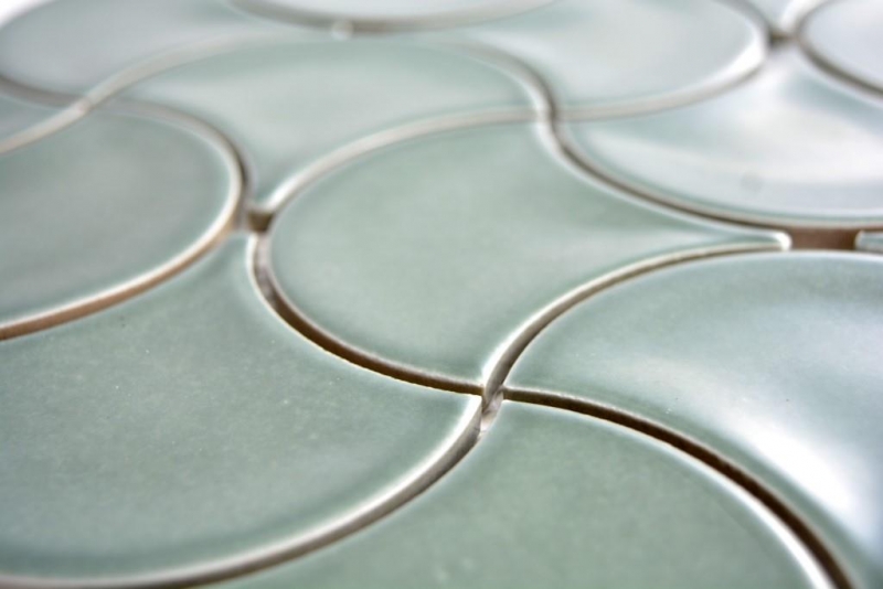 Fächer Mosaik Fliese Keramik pastell petrol Welle Wandfliese Badfliese Küchenfliese WC - MOS13-FSW18