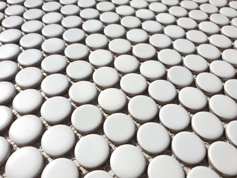 Mosaïque bouton LOOP mosaïque ronde blanc brillant mur cuisine douche SALLE DE BAINS MOS10-0102