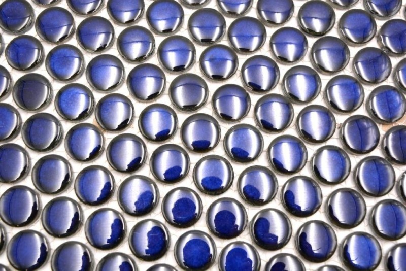 Knopfmosaik LOOP Rundmosaik dunkelblau kobalt Wand Küche Dusche BAD MOS10-0405