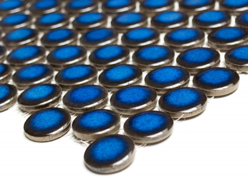Mosaïque bouton LOOP mosaïque ronde bleu foncé cobalt mur cuisine douche SALLE DE BAINS MOS10-0405