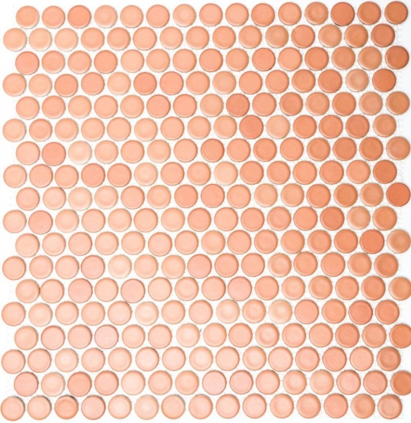 Pulsante mosaico LOOP mosaico rotondo terracotta rosso-marrone parete cucina doccia BAGNO MOS10-1212_f | 10 tappetini mosaico