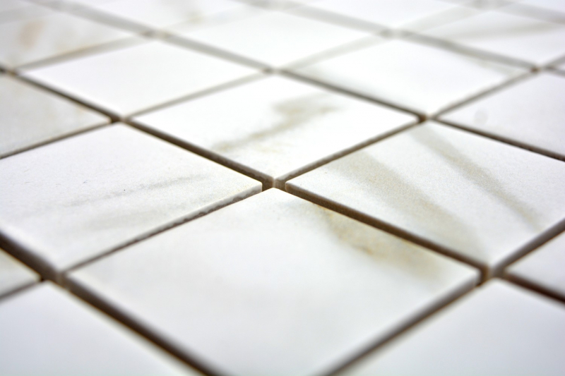 Échantillon manuel Carreau de mosaïque Calacatta blanc beige Céramique Grès cérame Miroir de carrelage MOS14-0112_m